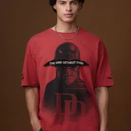 The Souled Store Men Daredevil Graphic Printed Round Neck Pure Cotton Relaxed Fit T-shirt image 2