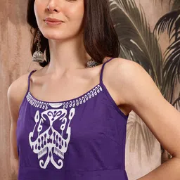 Sangria Ethnic Motifs Print Strappy Pure Cotton Kurta with Sharara & Dupatta image 2