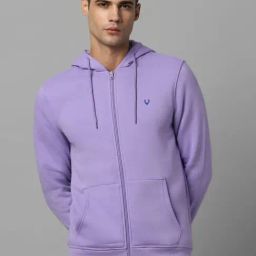 Allen Solly Purple Cotton Regular Fit Hooded Sweatshirt-picture-3