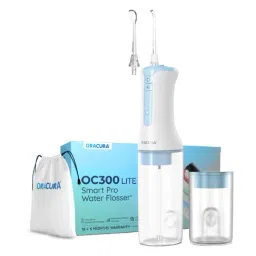 Oracura OC300 LITE Smart Pro Rechargeable Water Flosser With Micro-Bubble Technology (White & Blue)-image-43