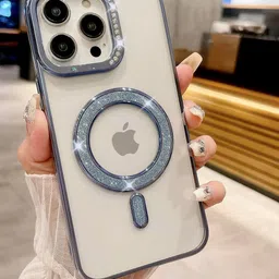 Luxury Kase Transparent Back Cover for iPhone 15 Pro Max with Shimmer MagSafe Ring-picture-18