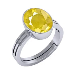 VISHVMA Gold-Plated 12.00 Ratti Sapphire Pukhraj Gemstone Studded Finger Ring image 2
