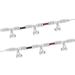 Estele Set Of 2 Rhodium-Plated Artificial Stones Anklet image 4