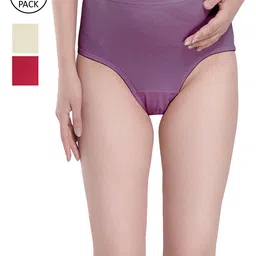 Anoma Women Purple Pack of 3 Cotton High-Waist Maternity Briefs-picture-22
