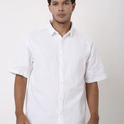 Blnk Men Relaxed Fit Textured Spread Collar Cotton Casual Shirt-picture-37