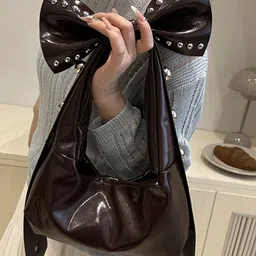 LULU & SKY Textured PU Structured Handheld Bag with Bow Detail image 3