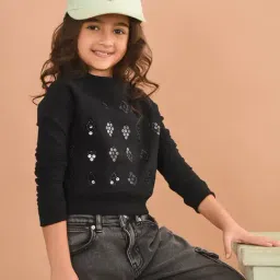 LilPicks Kids Black Embellished Full Sleeves Sweatshirt-image-21