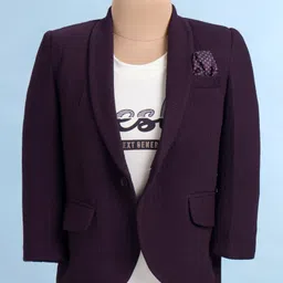 Robo Fry Cotton Full Sleeves Blazer with Text Printed T-Shirt - Maroon-picture-13