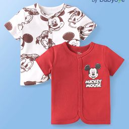 Babyoye Disney Interlock Knit Half Sleeves Mickey & Friends Printed Jhablas Pack of 2 - Red & White-picture-27