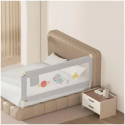 Kids Station Adjustable Bed Safety Rail 1 Side, Grey (150 x 80 cm) Foldable Guard Rail with Storage Pocket for Toddlers, Innovative Patent Design for King Size Bed (5ft)-picture-20