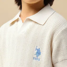 U.S. Polo Assn. Kids Boys Self Design Polo Collar Pure Cotton T-shirt image 3