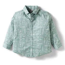 ToffyHouse Poplin Woven Full Sleeves Printed Party Shirt & Trouser Set with Bow & Suspender - Beige & Mint Green image 2