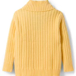 Kanvin Cotton Knit Full Sleeves Turtle Neck Pullover Sweater with Cable Knit Design - Yellow image 2