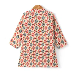 Babyhug Cotton Full SLeeves Lurex Printed Dhoti Kurta Set - Multicolour image 3