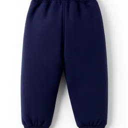 Little Kangaroos Fleece Knit Full Sleeves Winter Wear Sweatshirt & Joggers Set With Fox & Adventure Text Print - Light Blue & Navy Blue image 5