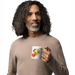 Mr UVD White & Yellow Graphic Printed Ceramic Glossy Mug - 350 ml image 5