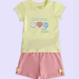 Pantaloons Baby Yellow & Pink Cotton Printed T-Shirt Set-image-71