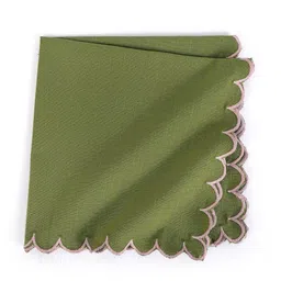 fingercraft Unisex 6-Pcs Olive Green Scallop Table Napkin image 4