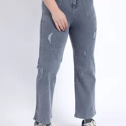 Hayler Women Bootcut Low-Rise Mildly Distressed Light Fade Stretchable Jeans-image-62