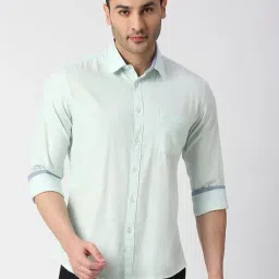 Dragon Hill Mint Green Check Slim Fit Shirt-image-98