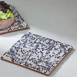 fabindia home Fabindia Blue Glass Phulwari Mosaic Trivets - Set of 2-picture-15