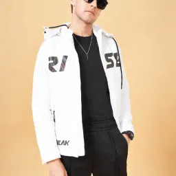 Street 808 by Pantaloons White Regular Fit Printed Hooded Jacket image 4