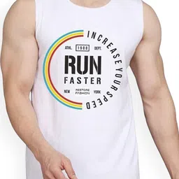 Woostro Pack Of 2 Printed Cotton Gym Innerwear Vests RS26 CMB (RUN WHITE) (98 LGTGREEN) image 5