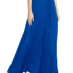 PATRORNA Dark Blue Loose Fit Mid Rise Palazzos-picture-14