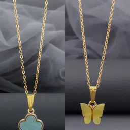 Birado Jewellery Set Of 2 Gold-Plated Butterfly Shaped Pendant With Chain-picture-53