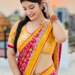 ROFOLO Floral Mirror Work Pashmina Handloom Patola Saree-picture-16