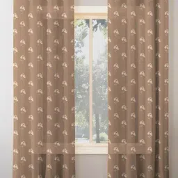 SPACES DRAPE STORY Boho Floral Brown Polyester 9 ft Sheer Long Door Curtains - Set of 2-picture-12