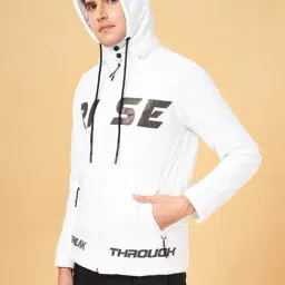 Street 808 by Pantaloons White Regular Fit Printed Hooded Jacket image 3