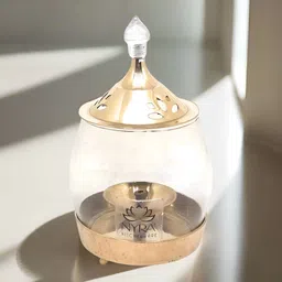 Nyra Kitchenware Brass Traditional Diya Stand With Clear Fiberglass Cover-picture-16