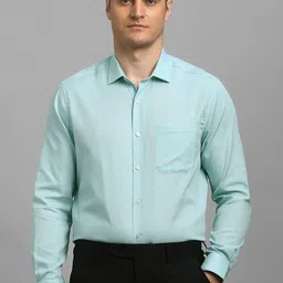 Louis Philippe Men Solid Spread Collar Cotton Formal Shirt-image-42