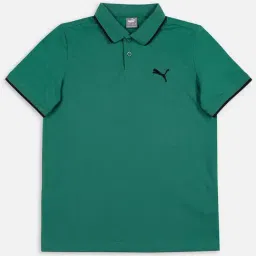 Puma Kids Collar Tipping Vine Green Cotton Logo Polo T-Shirt-image-28