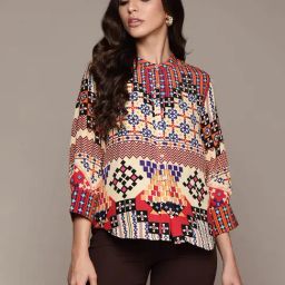 Label Ritu Kumar Ecru Geometric Print Shirt-picture-38