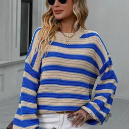StyleCast Women Striped Longline Pullover-image-14
