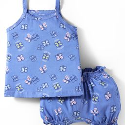 CUCUMBER Sinker Knit Sleeveless Innerwear Set With Butterfly Print - Blue-picture-31