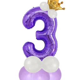 Décor Mantra 32 Inch Number Foil Balloon 3 For birthday Decorations Items Kit Set-Purple Color-Pack of 14-image-44