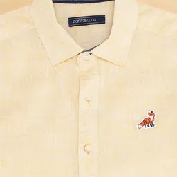 Pantaloons Junior Half Sleeves Animal Patch Embroidered Shirt - Yellow image 2