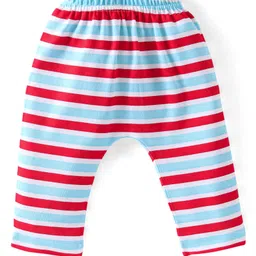 Babyhug Cotton Full Length Diaper Pants Space Theme Print Pack Of 3 - Red White & Blue image 3