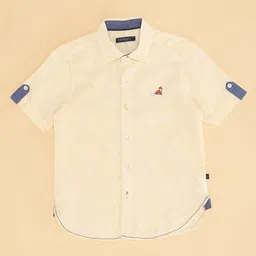 Pantaloons Junior Half Sleeves Animal Patch Embroidered Shirt - Yellow image 3