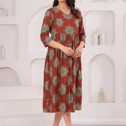 Angarkha Print A-Line Midi Dress image 2