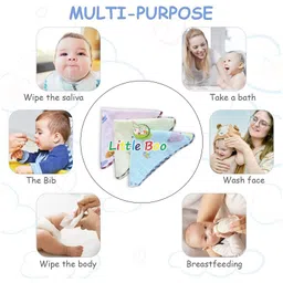 Little Boo Muslin Cotton Face Towels for Newborn Baby Extra Soft Hankies Reusable Napkins for Infants Toddlers/Kids (Colour & Print May Vary) image 5