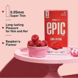 Manforce Set Of 12 Epic Pleasure Long Lasting Premium Condoms - 10 Pieces Each - Raspberry image 5