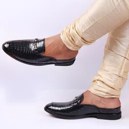 FAUSTO Men Textured Buckled Lightweight Mules image 1