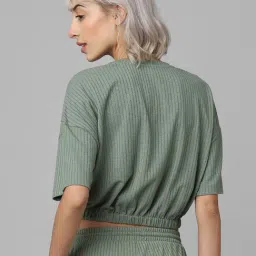 Only Green Regular Fit Crop Sweatshirt image 2