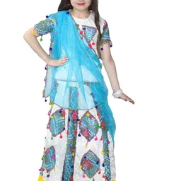 Kaku Fancy dresses Girls Lehenga Choli With Dupatta Radha Costume Set-image-61