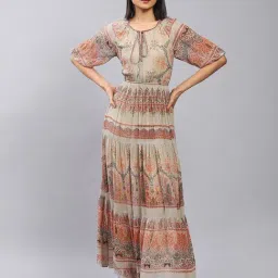 Label Ritu Kumar Olive Printed Maxi Dress-image-55
