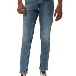 Mufti Light Blue Regular Fit Heavily Washed Jeans-picture-2